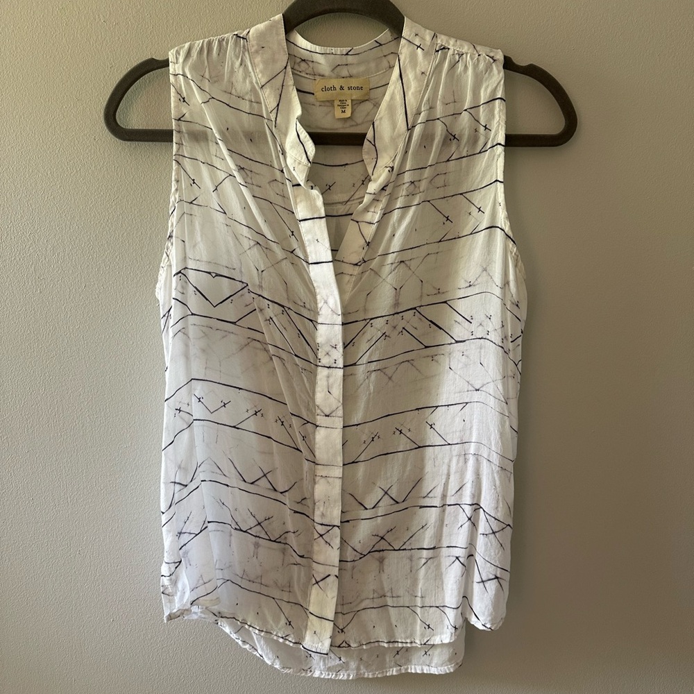 Anthropologie Cloth & Stone Sheer White Buttoned Blouse